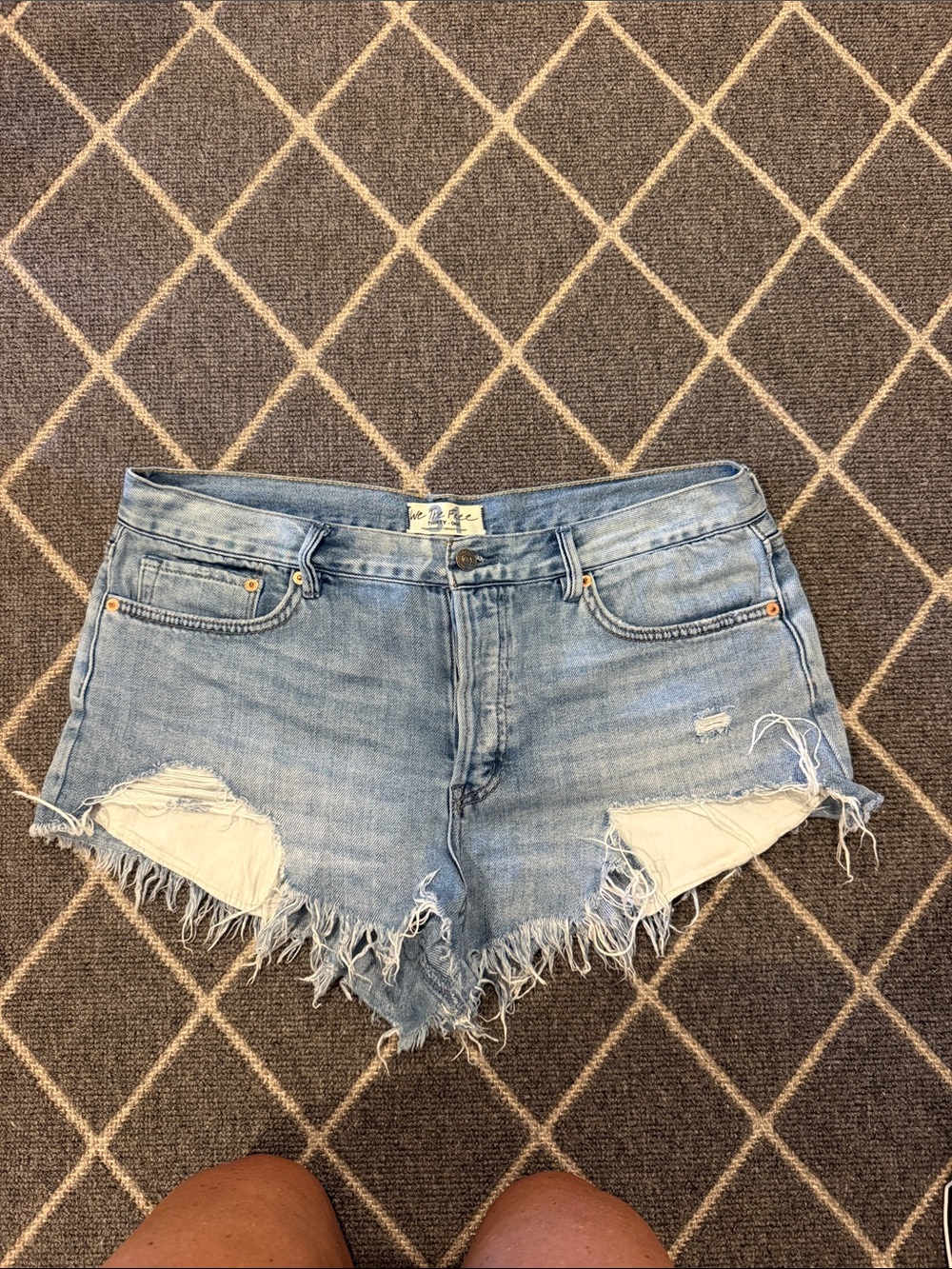 Free People Like New light  Blue Distressed Denim Shorts